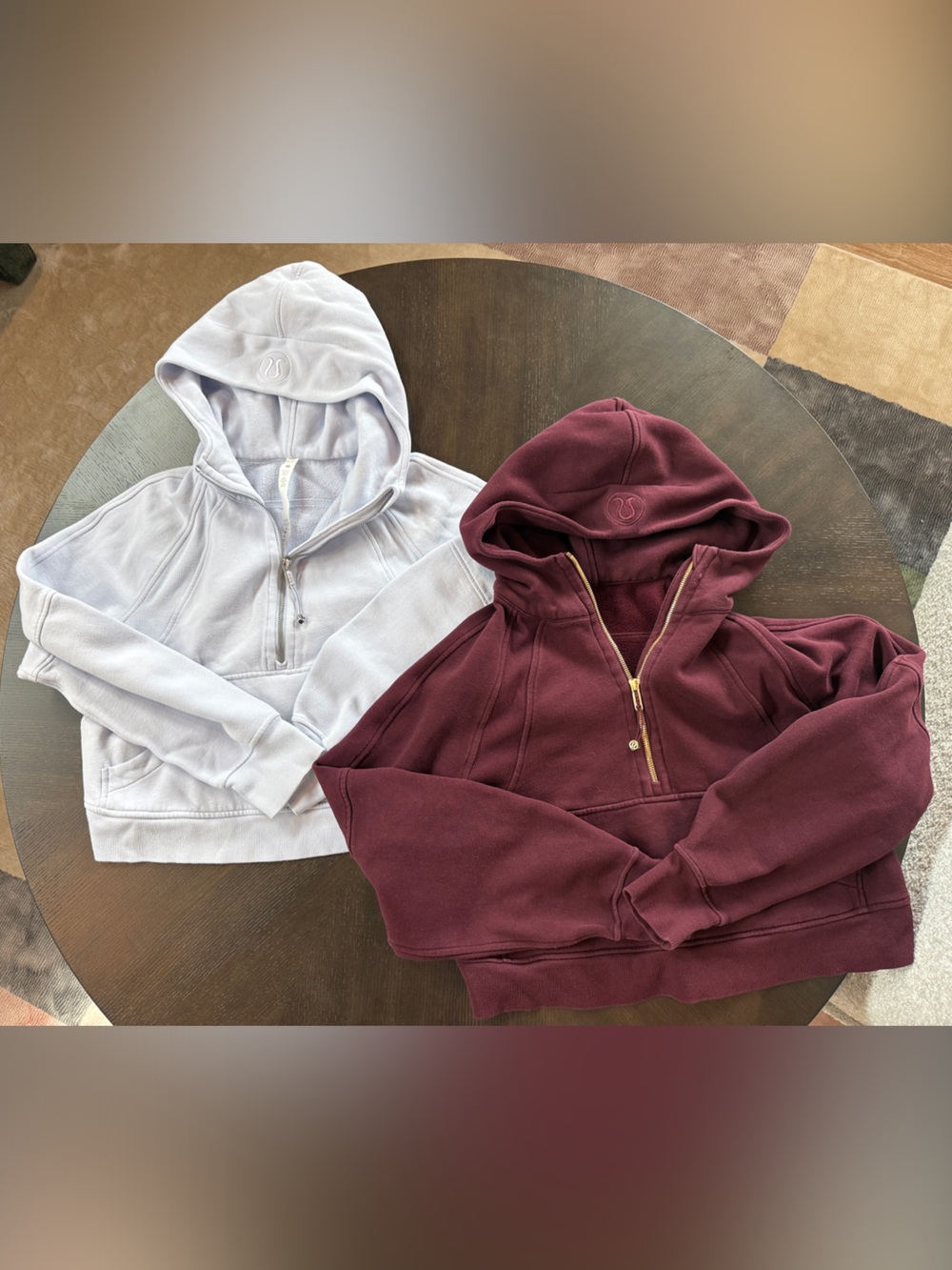 lululemon athletica set of two scuba Hoodies - Burgundy & Light blue xs/s